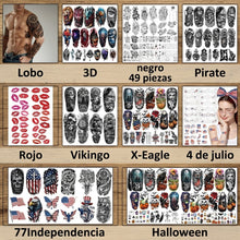 Cargar imagen en el visor de la galería, hojas de calcomanías temporales de tatuajes 36 piezas