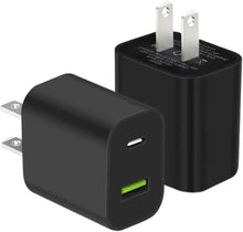 Cargar imagen en el visor de la galería, Paquete de cargadores USB C, cargador de pared tipo C de doble puerto de carga rápida