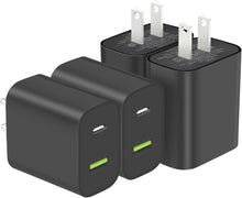 Cargar imagen en el visor de la galería, Paquete de cargadores USB C, cargador de pared tipo C de doble puerto de carga rápida