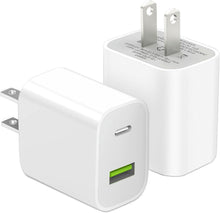 Cargar imagen en el visor de la galería, Paquete de cargadores USB C, cargador de pared tipo C de doble puerto de carga rápida