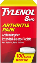 Cargar imagen en el visor de la galería, Tabletas Tylenol de 8 horas para el dolor de artritis con acetaminofeno para el dolor articular, 100 unidades ln25