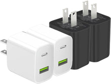 Cargar imagen en el visor de la galería, Paquete de cargadores USB C, cargador de pared tipo C de doble puerto de carga rápida