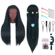 Cargar imagen en el visor de la galería, Cabeza de maniquí con cabello de 26 a 28 pulgadas, cabeza de muñeca para peinar el cabello