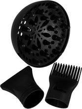 Cargar imagen en el visor de la galería, Difusor profesional de secador de cabello de plástico negro, boquilla de secador