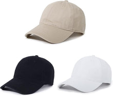 Cargar imagen en el visor de la galería, Gorra de béisbol unisex de algodón liso en blanco para papá, ajustable, estilo vintage ln25