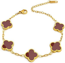 Cargar imagen en el visor de la galería, Pulseras de trébol de cuatro hojas doradas en 18 quilates para mujer