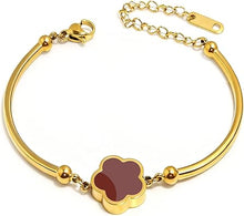 Cargar imagen en el visor de la galería, Pulseras de trébol de cuatro hojas doradas en 18 quilates para mujer