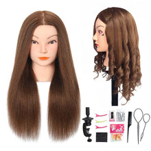 Cargar imagen en el visor de la galería, Cabeza de maniquí con 80% cabello humano - Cabeza de muñeca recta