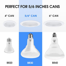 Cargar imagen en el visor de la galería, Energetic - Paquete de 12 bombillas LED empotrables BR30 de 75 W, regulables, 900 lúmenes, 2700 K blanco suave, bas e E26, luz de inundación interior para latas de 5/6 pulgadas, certificación UL A19