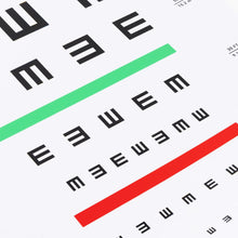 Cargar imagen en el visor de la galería, E Eye Chart - Tabla de agudeza visual con esfera de astigmatismo para exámenes oculares de 20 pies (11 x 24 pulgadas) a22