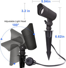 Cargar imagen en el visor de la galería, E ENERGETIC LIGHTING Luces LED de paisaje con conectores, 12 V de bajo voltaje, blanco cálido 3000 K, 4 W, 175 LM, luces de camino de jardín impermeables para exteriores, focos de bandera de árbol con A19