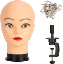 Cargar imagen en el visor de la galería, Cabeza de maniquí calva marrón femenino profesional de cosmetología maniquí de entrenamiento calvo para hacer pelucas y exhibir sombrero