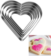 Cargar imagen en el visor de la galería, Juego de 5 cortadores de galletas Love Heart para el día de San Valentín