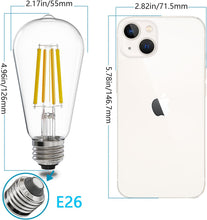 Cargar imagen en el visor de la galería, E ENERGETIC LIGHTING ST58/ST18, bombillas de filamento LED, 3CCT, 2700K/4000K/5000K, alto brillo, 7W, equivalente a 60 W, vidrio transparente clásico, E26, paquete de 4 A19