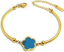 Cargar imagen en el visor de la galería, Pulseras de trébol de cuatro hojas doradas en 18 quilates para mujer