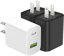 Cargar imagen en el visor de la galería, Paquete de cargadores USB C, cargador de pared tipo C de doble puerto de carga rápida