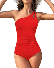 Cargar imagen en el visor de la galería, Century Star Traje de baño de una pieza de un hombro para mujeres