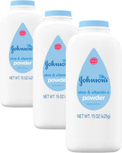 Cargar imagen en el visor de la galería, Polvo para bebés Johnson's con almidón de maíz natural, aloe y vitamina E para piel delicada