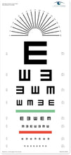 Cargar imagen en el visor de la galería, E Eye Chart - Tabla de agudeza visual con esfera de astigmatismo para exámenes oculares de 20 pies (11 x 24 pulgadas) a22