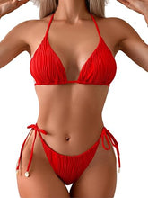 Cargar imagen en el visor de la galería, Conjunto de bikini triangular acanalado para mujer