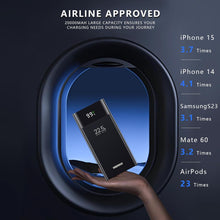 Cargar imagen en el visor de la galería, Cargador portátil de 20000 mAh, con pantalla LED, QC 22.5W y PD 20W carga rápida bidireccional, 3 salidas y 2 entradas, para iPhone, Samsung, iPad, etc. (negro) ln23