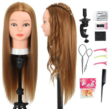 Cargar imagen en el visor de la galería, Cabeza de maniquí con 80% cabello humano