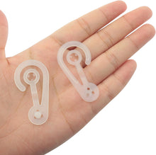 Cargar imagen en el visor de la galería, 100 piezas de plástico transparente en forma de J ganchos de lencería estante de exhibición para colgar bolsas de embalaje ropa pequeños