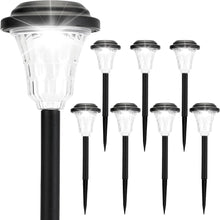 Cargar imagen en el visor de la galería, Rumiom Luces solares para caminos al aire libre, paquete de 8 luces solares LED para exteriores, impermeables, luz solar para camino de encendido/apagado..a21. Color:8 Número de artículos:Blanco
