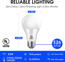 Cargar imagen en el visor de la galería, E ENERGETIC LIGHTING Bombillas LED de luz diurna A19, bombillas de luz de 8.5 W equivalentes a 60 vatios, no regulables, 6 paquetes A19