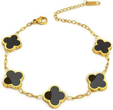 Cargar imagen en el visor de la galería, Pulseras de trébol de cuatro hojas doradas en 18 quilates para mujer