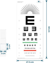 Cargar imagen en el visor de la galería, E Eye Chart - Tabla de agudeza visual con esfera de astigmatismo para exámenes oculares de 20 pies (11 x 24 pulgadas) a22