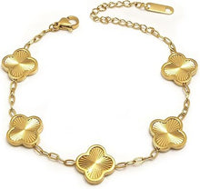 Cargar imagen en el visor de la galería, Pulseras de trébol de cuatro hojas doradas en 18 quilates para mujer