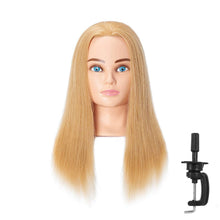 Cargar imagen en el visor de la galería, Hairingrid Cabeza de Maniquí 20"-22" 100% Cabello Humano Peluquería Cosmetología Maniquí Cabeza de Entrenamiento de Cabello y Soporte de Abrazadera Gratis