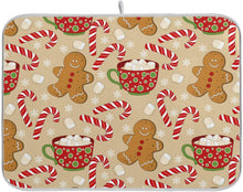 Cargar imagen en el visor de la galería, Tapete de secado de platos de bastón de caramelo de Navidad para cocina, invierno, nieve, copo de nieve, muñeco de nieve,ln23 muñeco de nieve, tapete de secado de microfibra de Navidad, tapete absorbente