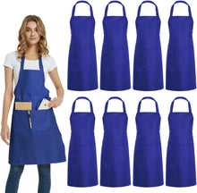 Cargar imagen en el visor de la galería, Delantal comercial rosa unisex con 2 bolsillos para manualidades en cocina