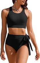 Cargar imagen en el visor de la galería, Conjunto de bikini de cintura alta para mujer