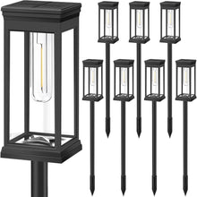 Cargar imagen en el visor de la galería, 【Actualizadas】Luces solares para caminos al aire libre, paquete de 8 luces solares LED grandes impermeables para exteriores, luces solares exteriores...A21 Color:Blanco cálido Tamaño:8 Pack