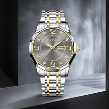 Cargar imagen en el visor de la galería, Reloj para hombre, reloj de banda de acero inoxidable, a21 relojes de diamantes para hombre, resistente al agua, reloj de cara grande a21 fácil de leer con fecha, reloj de cuarzo para hombre, reloj de