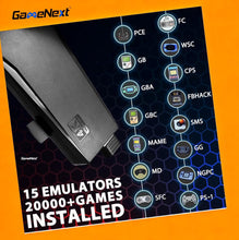 Cargar imagen en el visor de la galería, GameNext Wireless Retro Gaming Console Stick Retro Video Game Console Stick Built in 20000+ Games with 9 Emulators, 4K HDMI Output with 2 2.4G Wireless Controllers (64GB Memory Card) a19