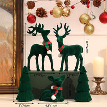 Cargar imagen en el visor de la galería, 5 Pcs Juego de Figuritas de Reno y Árbol de Terciopelo de Navidad