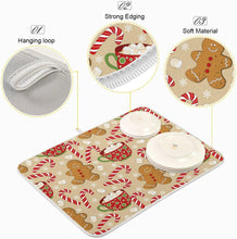Cargar imagen en el visor de la galería, Tapete de secado de platos de bastón de caramelo de Navidad para cocina, invierno, nieve, copo de nieve, muñeco de nieve,ln23 muñeco de nieve, tapete de secado de microfibra de Navidad, tapete absorbente