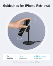 Cargar imagen en el visor de la galería, Anker MagGo - Soporte de cargador inalámbrico compatible con iPhone 16 MagSafe, estación de carga inalámbrica a19 magnética rápida de 15 W, cargador de 360° certificado Qi2, para iPhone 16/15/14/13/12