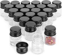 Cargar imagen en el visor de la galería, Kesell Mini botellas de vidrio transparente de 0.2 fl oz con tapas de rosca