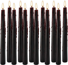 Cargar imagen en el visor de la galería, 12PCS Velas de Agudeza Negras de 10 Pulgadas, Velas de Vampiro Lacas