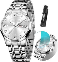 Cargar imagen en el visor de la galería, Relojes para hombre, esfera grande para hombre, relojes de acero inoxidable para hombre, relojes analógicos de cuarzo para hombre, A21 relojes impermeables con números romanos, relojes para hombre,