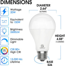 Cargar imagen en el visor de la galería, E ENERGETIC LIGHTING Paquete de 4 bombillas LED A21 regulables, equivalente a 150 W, luz diurna 5000 K, bombillas superbrillantes de 2600 lm, base estándar E26, clasificación húmeda, certificación UL A19