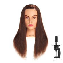 Cargar imagen en el visor de la galería, Hairingrid Cabeza de Maniquí 20"-22" 100% Cabello Humano Peluquería Cosmetología Maniquí Cabeza de Entrenamiento de Cabello y Soporte de Abrazadera Gratis