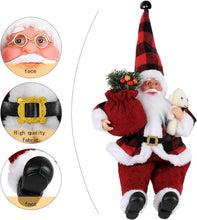 Cargar imagen en el visor de la galería, AnyDesign Figuras de Papá Noel sentado de Navidad hechas a mano con bolsa de regalo y oso pequeño, decoración de Navidad ln23 para mesa de oficina en casa, decoración de fiesta de Navidad (12 pulgadas)