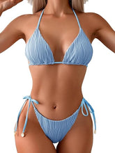 Cargar imagen en el visor de la galería, Conjunto de bikini triangular acanalado para mujer