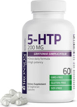 Cargar imagen en el visor de la galería, Bronson 5-HTP 200mg (5-hidroxitriptófano) Griffonia Simplicifolia Sin OMG, 60 Cápsulas Vegetarianas